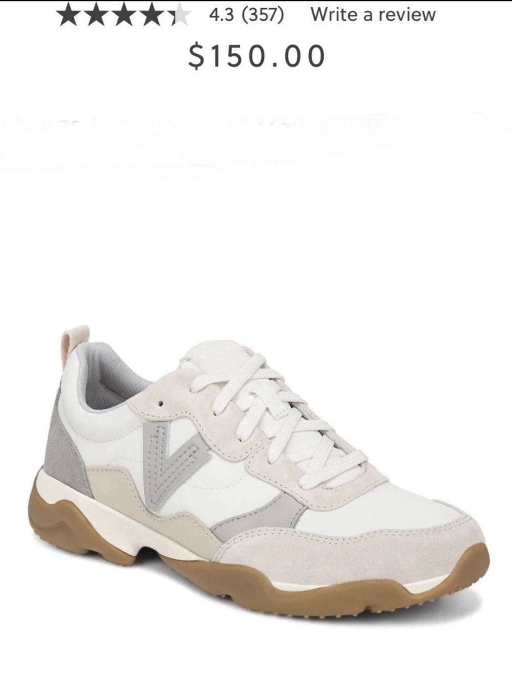 Neutral Suede & Leather Women's Sneaker - White/Beige/Grey 9.5